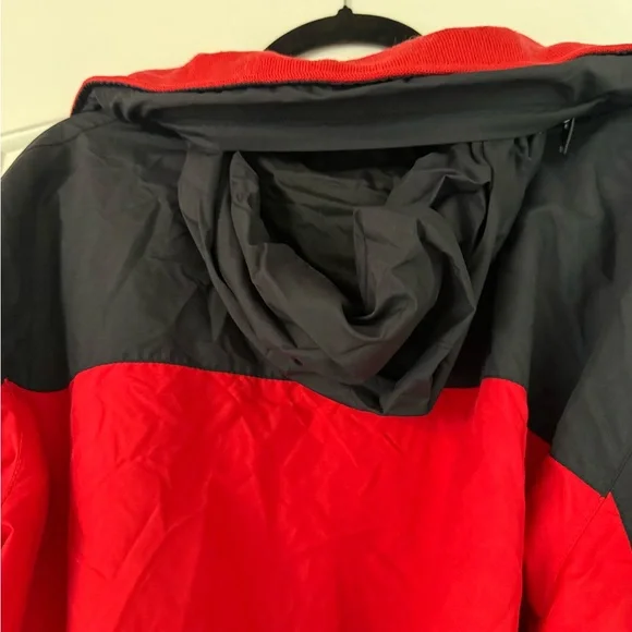 REI Men's Vintage Bold Red and Black Bomber Jacket with Hood - Picture 5 of 6